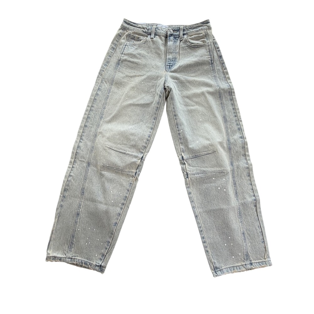 Flying Monkey Jeans Womens 28 Gray High Rise Barrel Paint Splatter Denim 30x28
